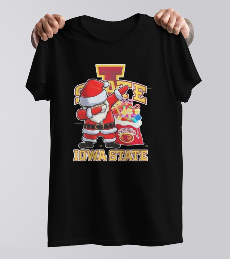 Santa Claus Iowa State Cyclones Dab Pose Holiday T-Shirt