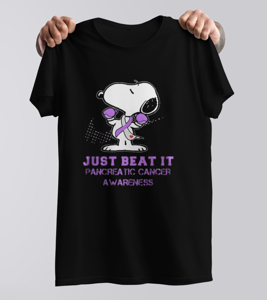 Snoopy Just Beat It Pancreatic Cancer Awareness T-Shirt