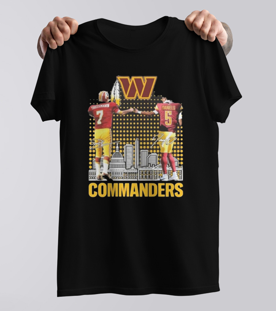 Theismann Daniels Washington Commanders Football Handshake Signatures T-Shirt