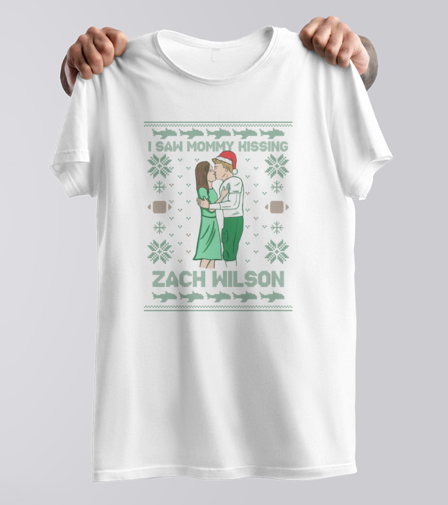 I Saw Mommy Kissing Zach Wilson Christmas Sweater T-Shirt