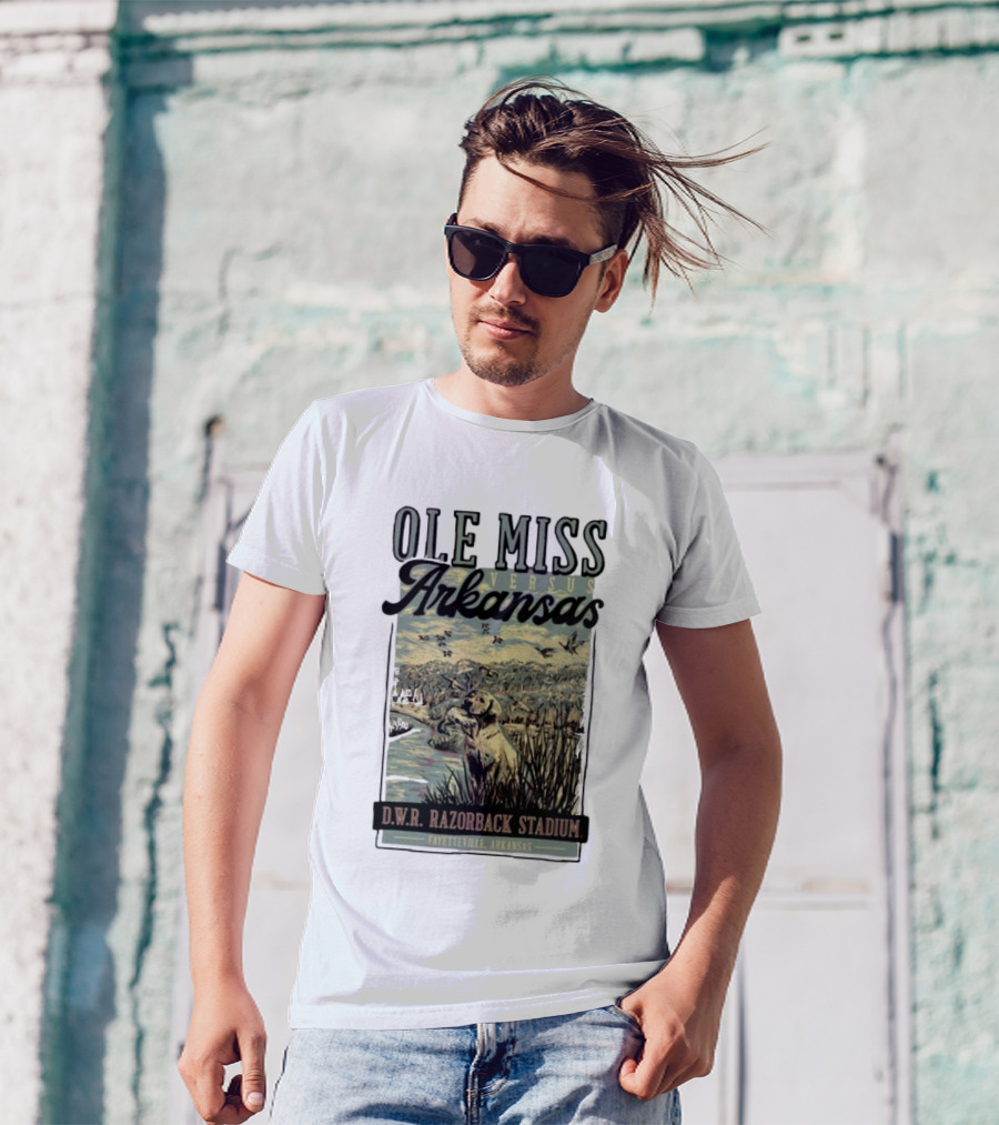 Ole Miss Versus Arkansas D.W.R. Razorback Stadium Fayetteville Game Day T-Shirt