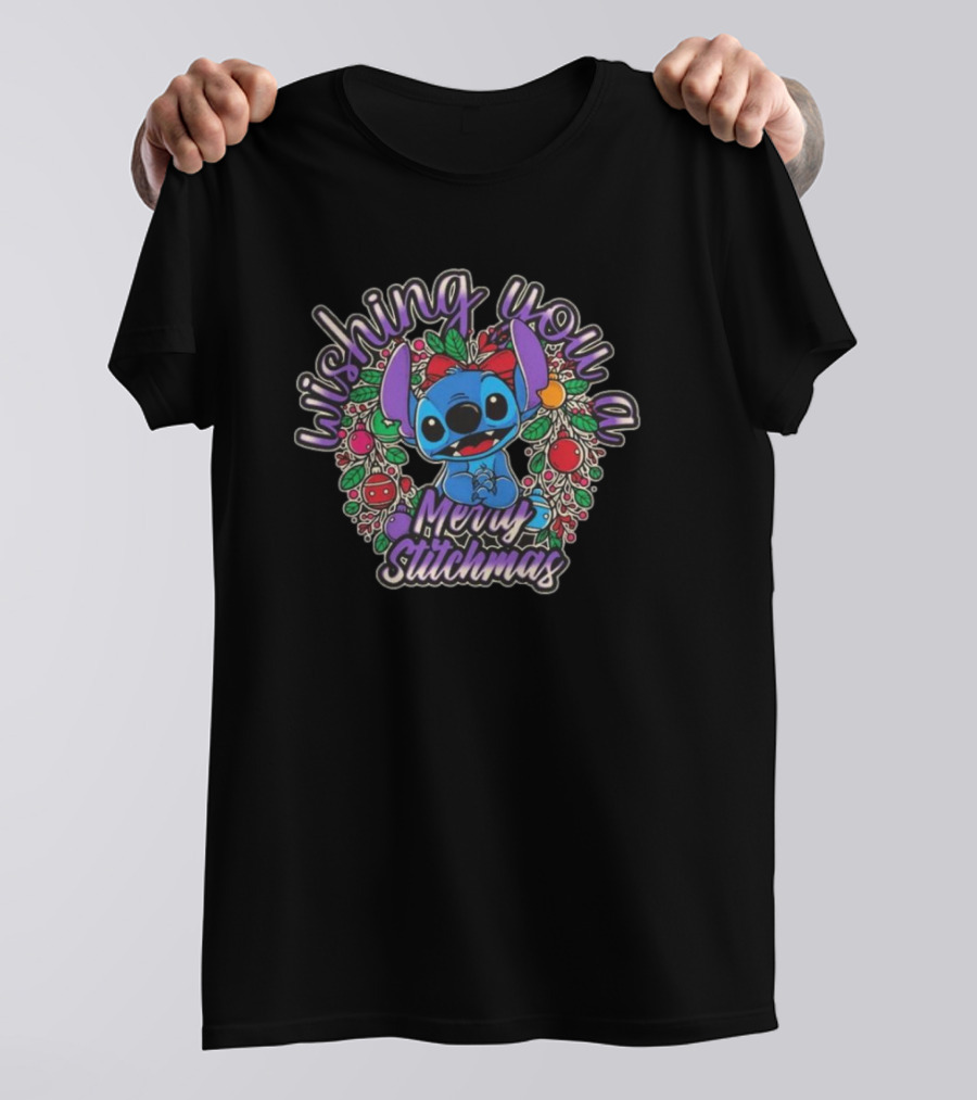 Wishing You A Merry Stitchmas Stitch Holiday Wreath T-Shirt