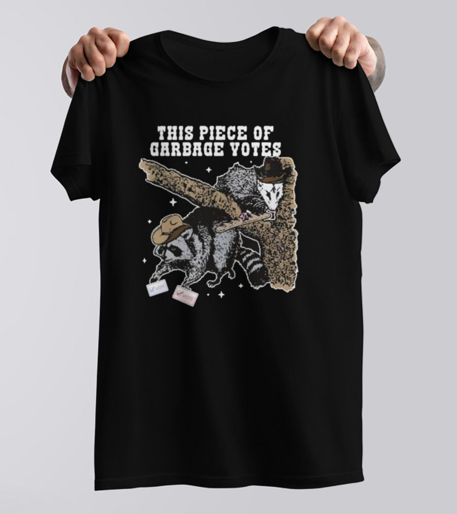 This Piece Of Garbage Votes Funny Political Raccoon With Hats And Voting Cards T-Shirt