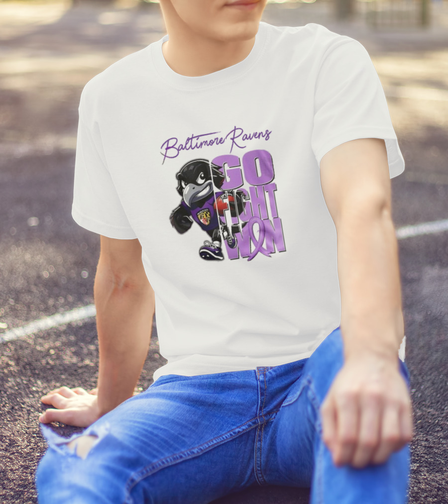 Baltimore Ravens Go Fight Win Pancreatic Cancer Awareness T-Shirt
