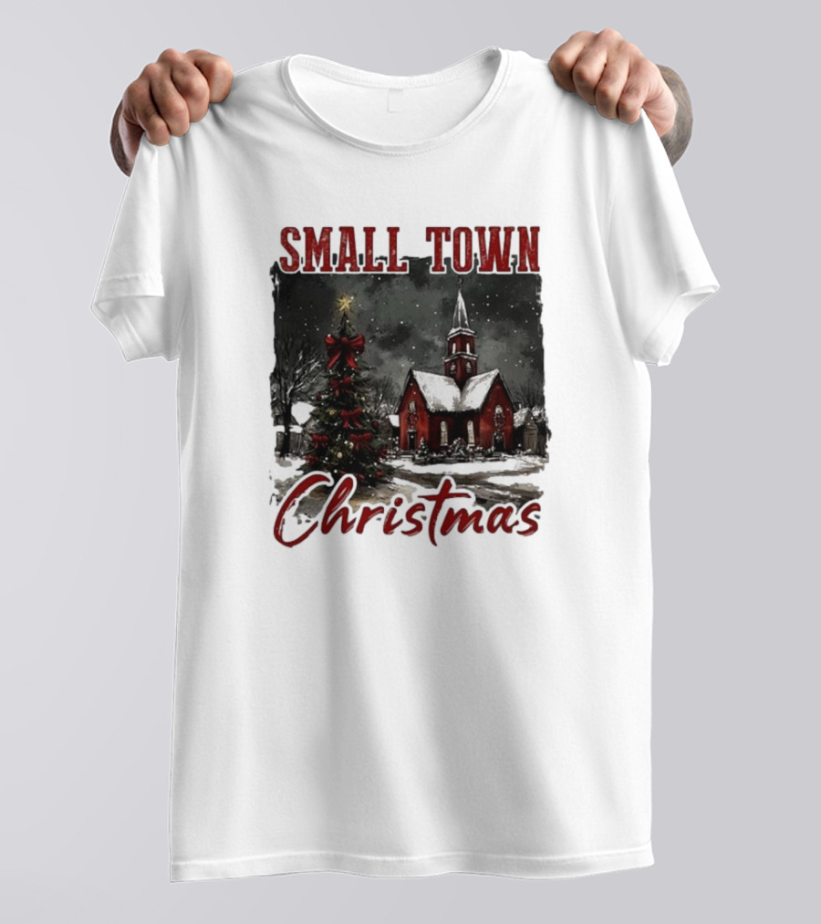 Small Town Christmas Vintage Retro T-Shirt