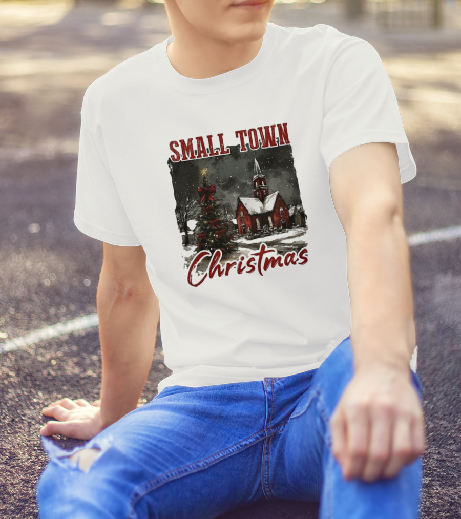 Small Town Christmas Vintage Retro T-Shirt