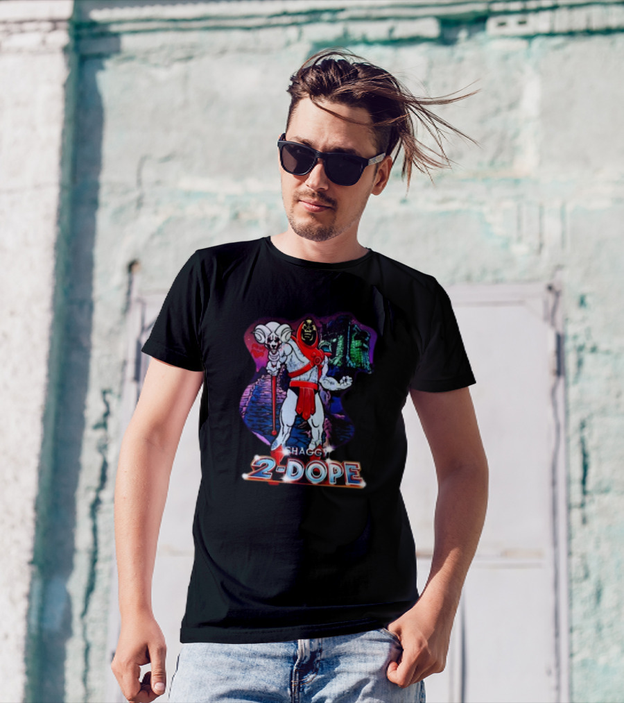 Shaggy 2 Dope Skeletor Mashup With Vintage Castle Background T-Shirt