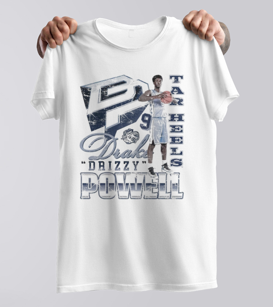 Drake Powell Drizzy 9 North Carolina Tar Heels Basketball UNC 90s T-Shirt