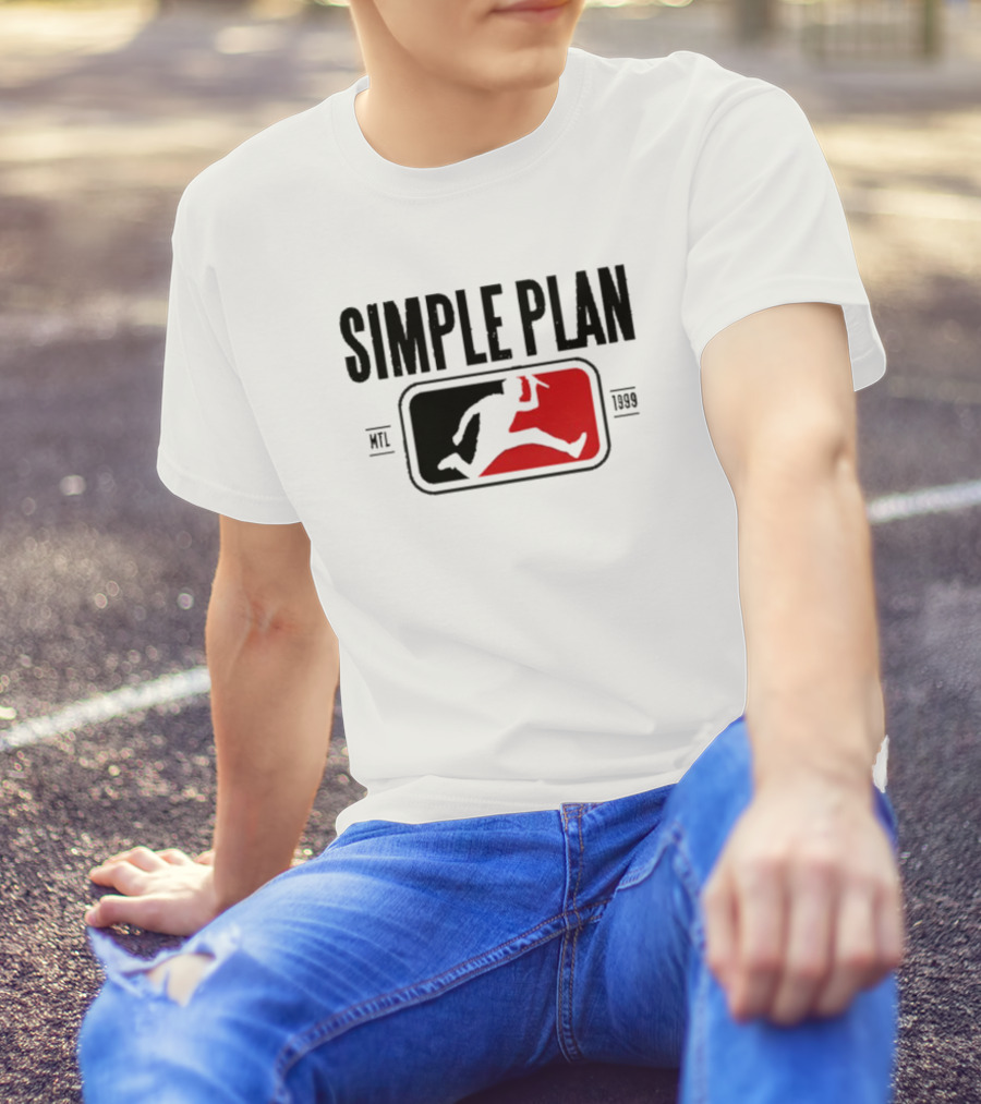 SIMPLE PLAN SP MTL 1999 Baseball Style Logo Jumping Figure T-Shirt