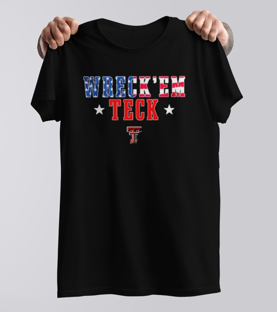 Wreck’em Texas Tech Red Raiders Patriotic Stars Stripes TT T-Shirt