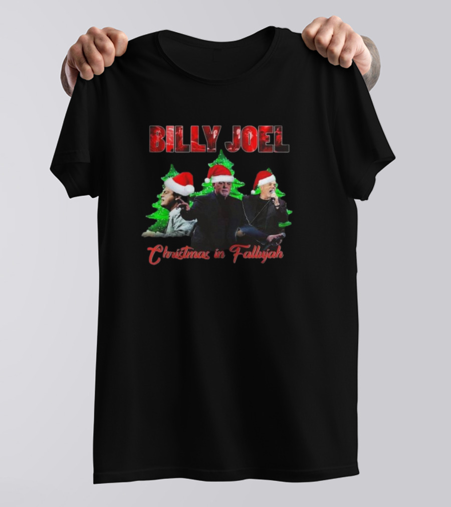 Billy Joel Christmas In Fallujah Santa Hat Green Tree Trio T-Shirt