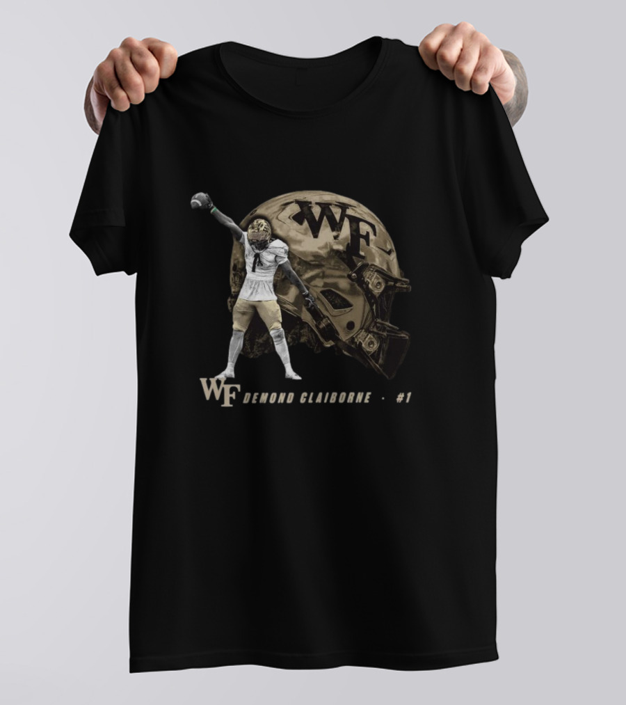 WF Demond Claiborne #1 Wake Forest Demon Deacons Football Helmet Spotlight T-Shirt