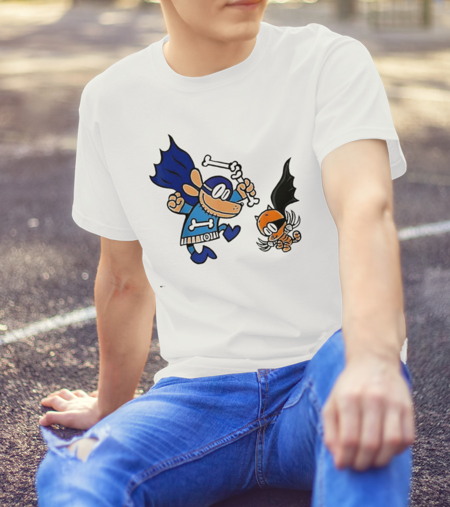 Dog And Cat Essentials Superhero Duo Dog Man And Cat Kid T-Shirt