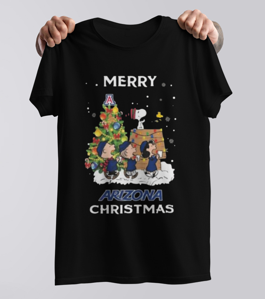 Arizona Wildcats Snoopy Peanuts Merry Christmas Tree T-Shirt