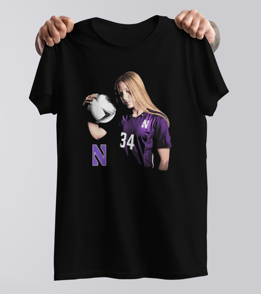 Ava Goodwin Northwestern Soccer Number 34 Spotlight T-Shirt