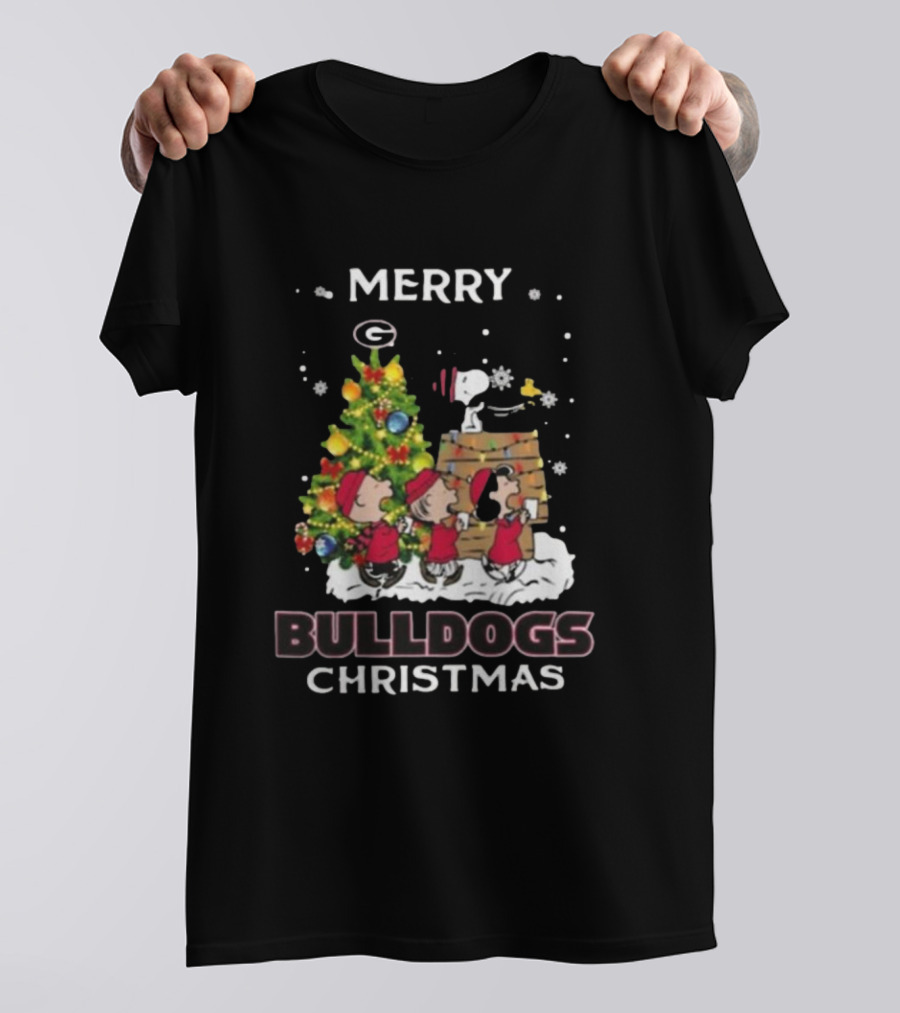 Merry Georgia Bulldogs Snoopy Christmas T-Shirt