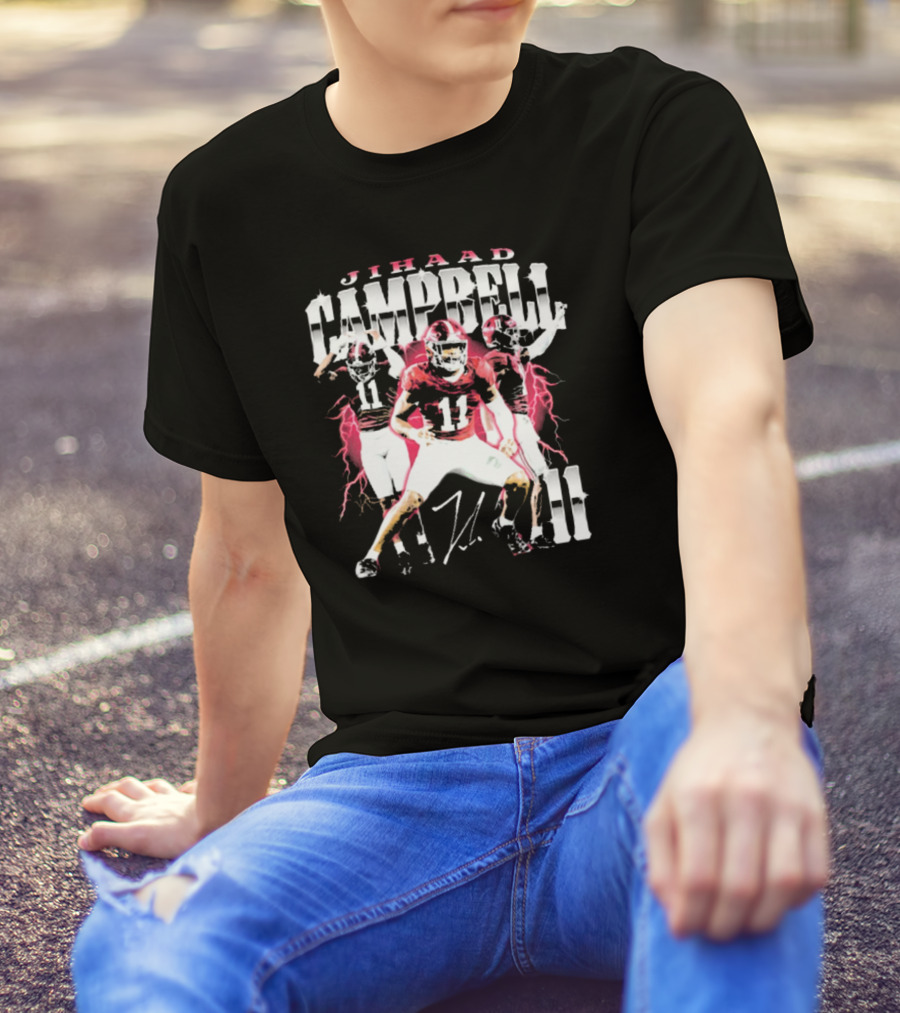 Jihaad Campbell Alabama Crimson Tide 11 Signature Football Energy T-Shirt