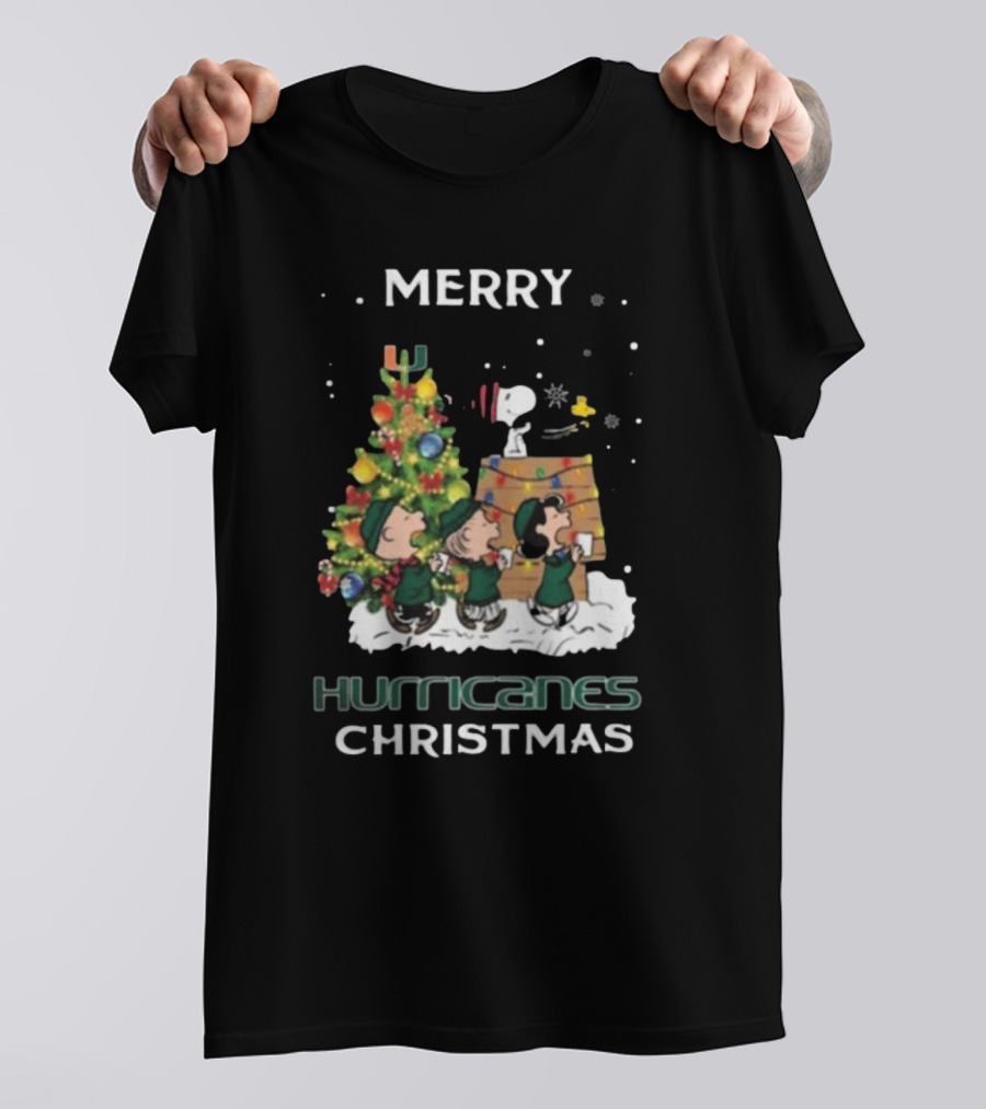 Miami Hurricanes Snoopy Friends Merry Christmas T-Shirt