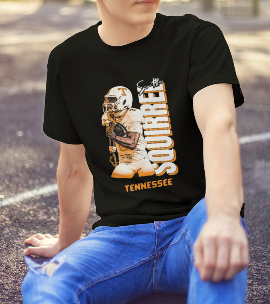 Tennessee Volunteers Squirrel White Football Signature T-Shirt