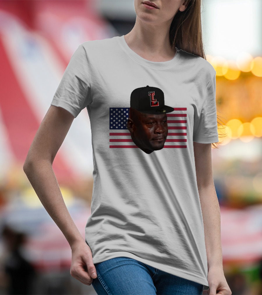 Michael Jordan Crying Meme USA Flag LL Cap T-Shirt