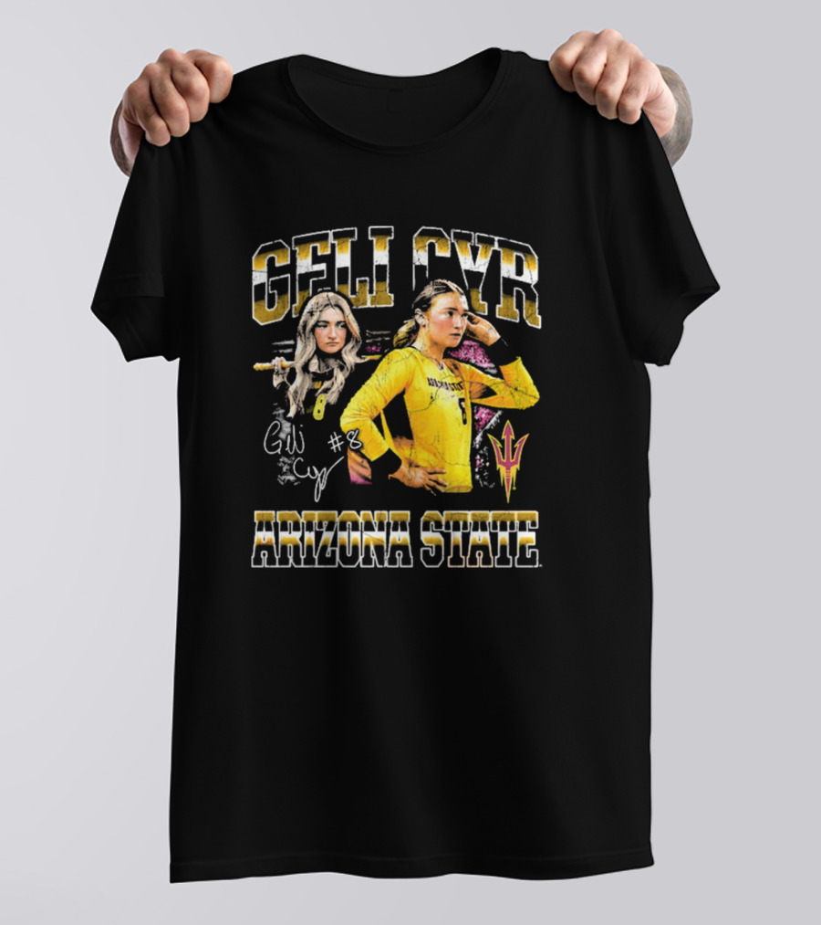 Geli Cyr Arizona State Sun Devils Yellow Jersey #8 Volleyball Retro 90s T-Shirt