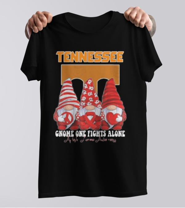 Tennessee Volunteers Autism Awareness Gnome One Fights Alone T-Shirt