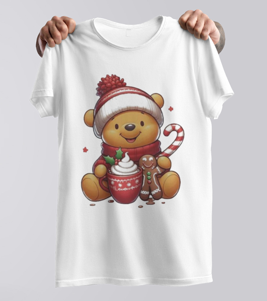 Winnie The Pooh Christmas Cocoa Candy Cane Gingerbread T-Shirt