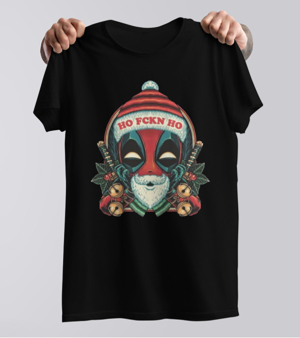 Deadpool Ho Fckn Ho Christmas Santa Mask T-Shirt