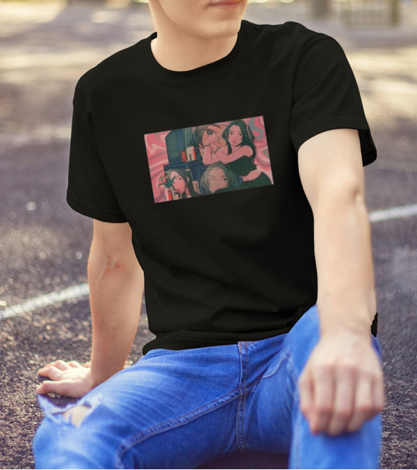 Faroh Simulation Anime Mosaic With Pink Aesthetic And Retro Technology T-Shirt