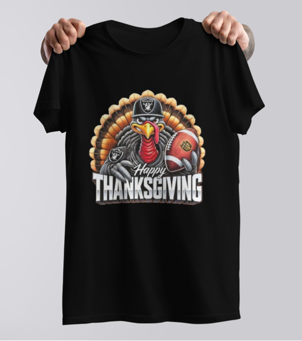 Las Vegas Raiders Happy Thanksgiving Football Turkey T-Shirt