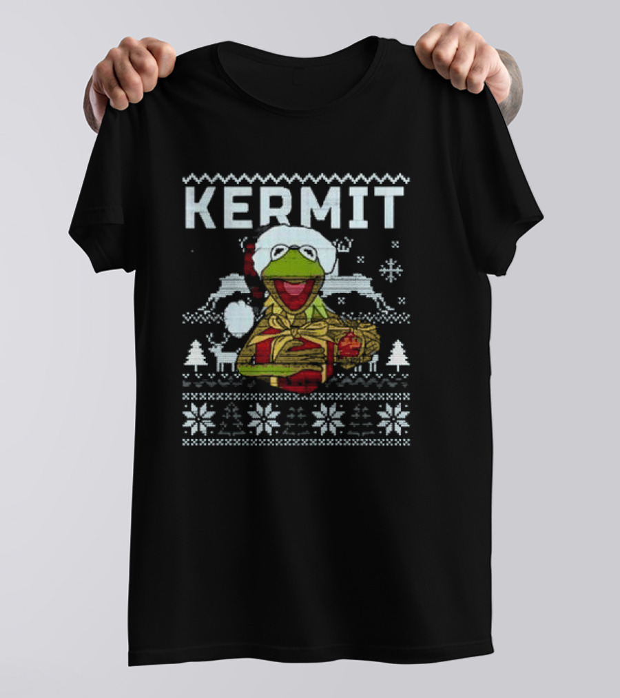 Kermit Christmas Ugly Sweater Muppet Christmas Carol Festive T-Shirt