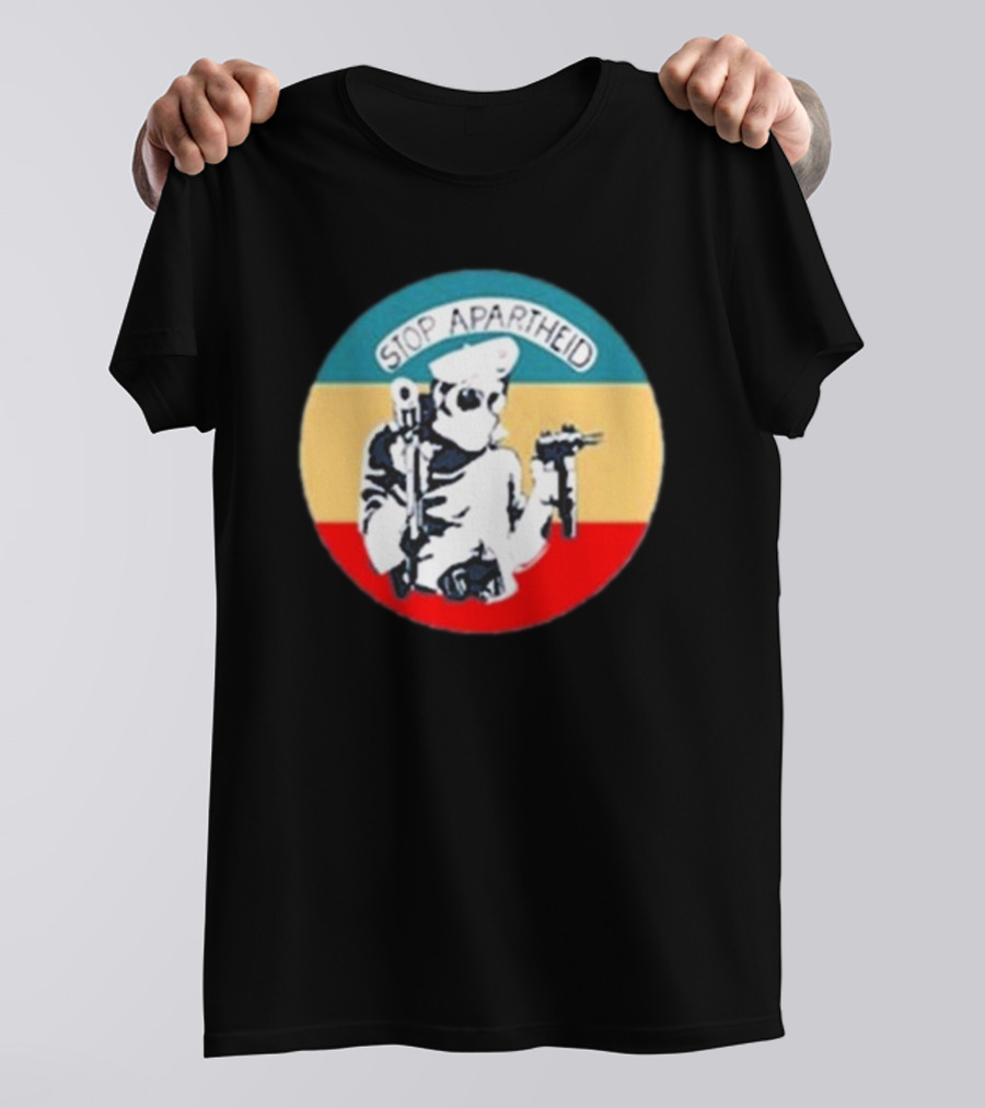 Stop Apartheid Jordan Peele Circle Soldier Weapon Multicolor T-Shirt