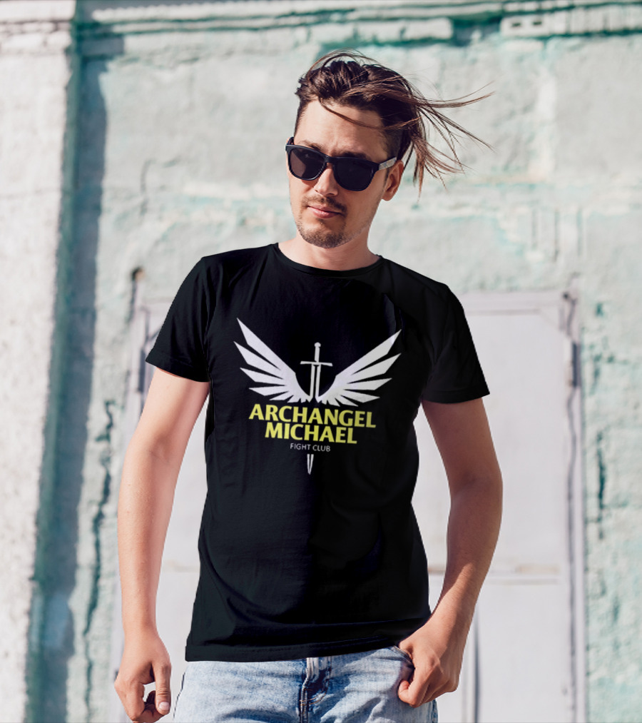 Archangel Michael Sword Wings Emblem Fight Club T-Shirt
