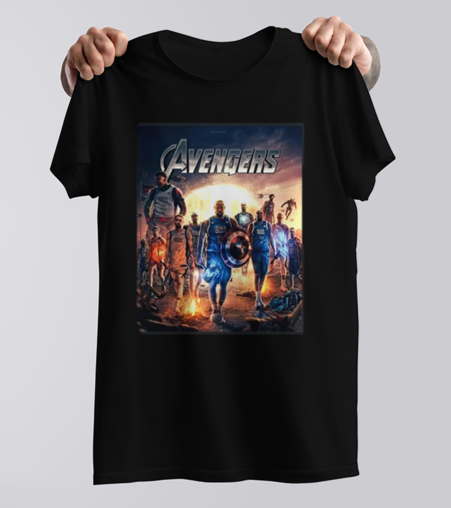 Bronny USA Basketball Avengers Crossover Superhero Team T-Shirt