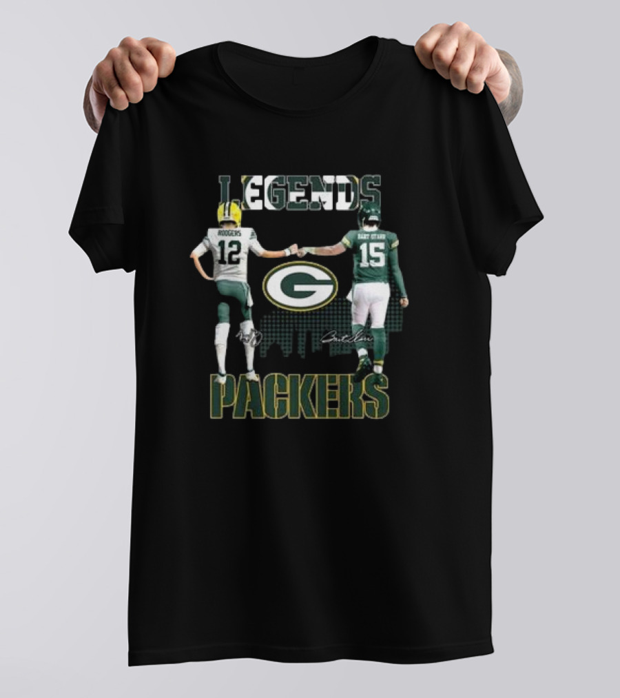 Legends Packers Aaron Rodgers Bart Starr Signatures T-Shirt