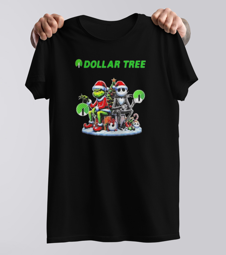 Grinch And Jack Skellington Santa Dollar Tree Christmas T-Shirt