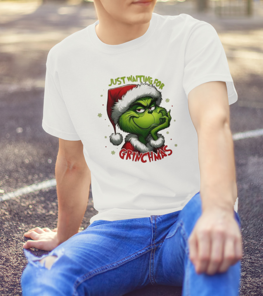 Just Waiting For Grinchmas Merry Christmas T-Shirt