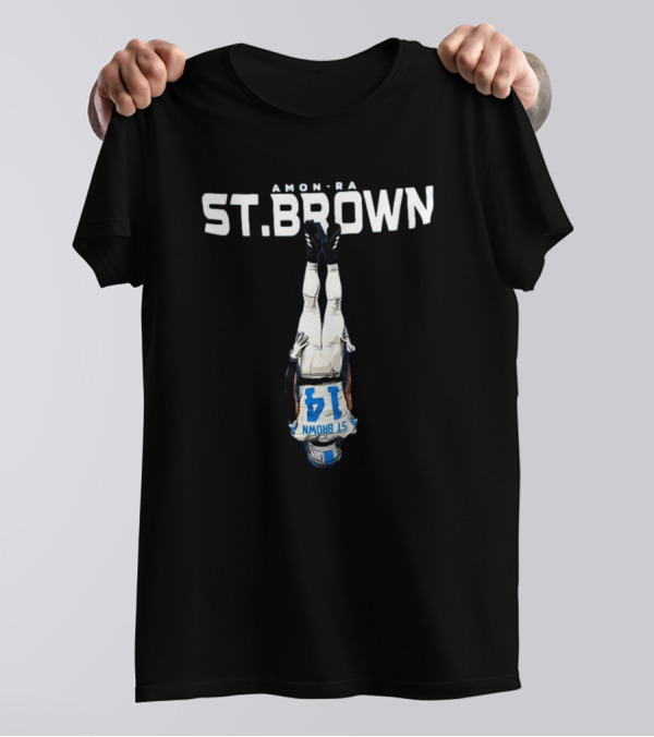 Amon-Ra St. Brown Upside Down Detroit Lions NFL 14 T-Shirt