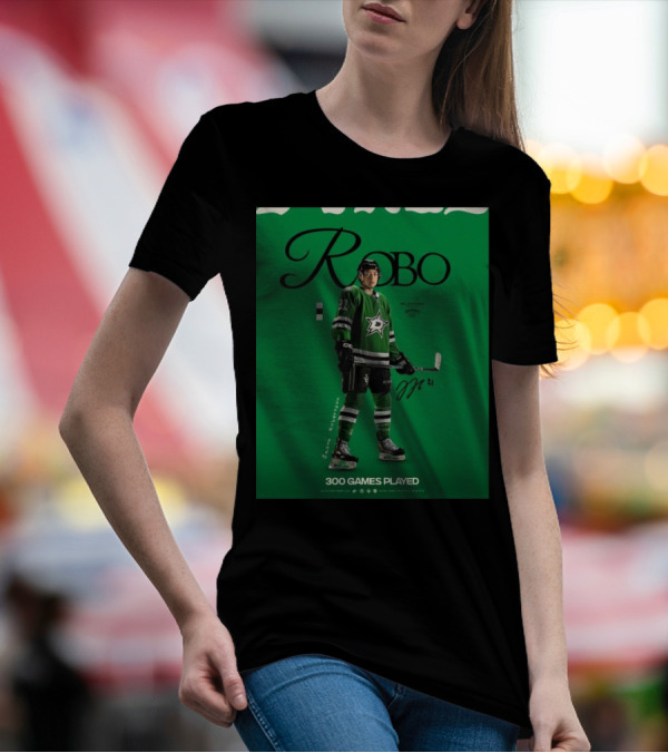 Dallas Stars Robo Jason Robertson 300 Games Played NHL T-Shirt