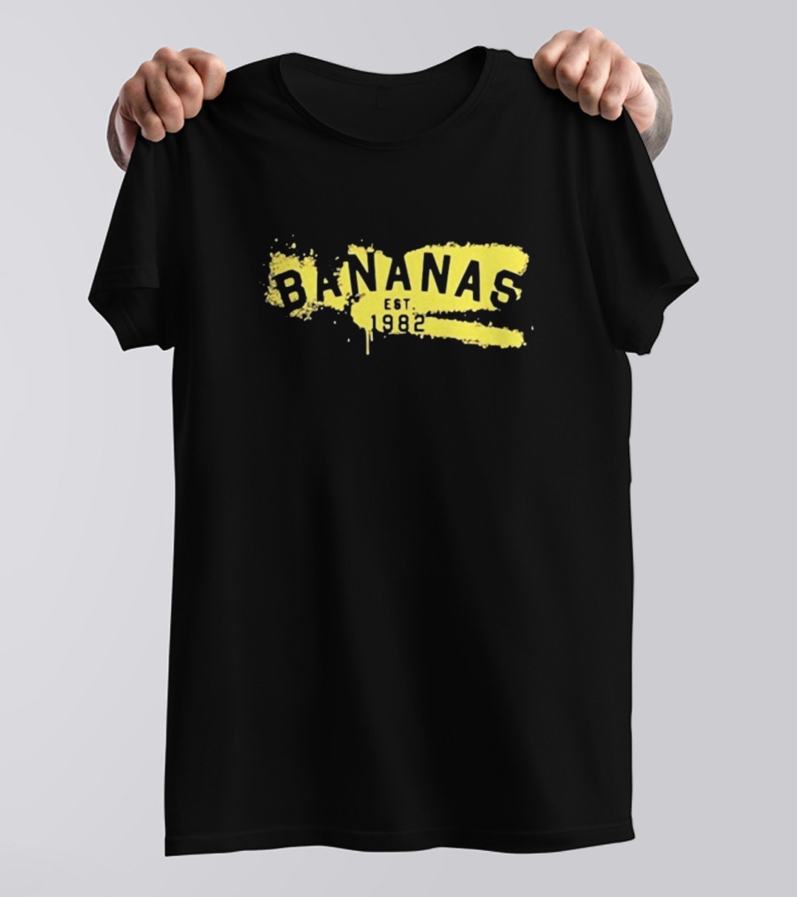 Johnny Bananas Bananas Est 1982 Graffiti Style Yellow Paint Splash T-Shirt