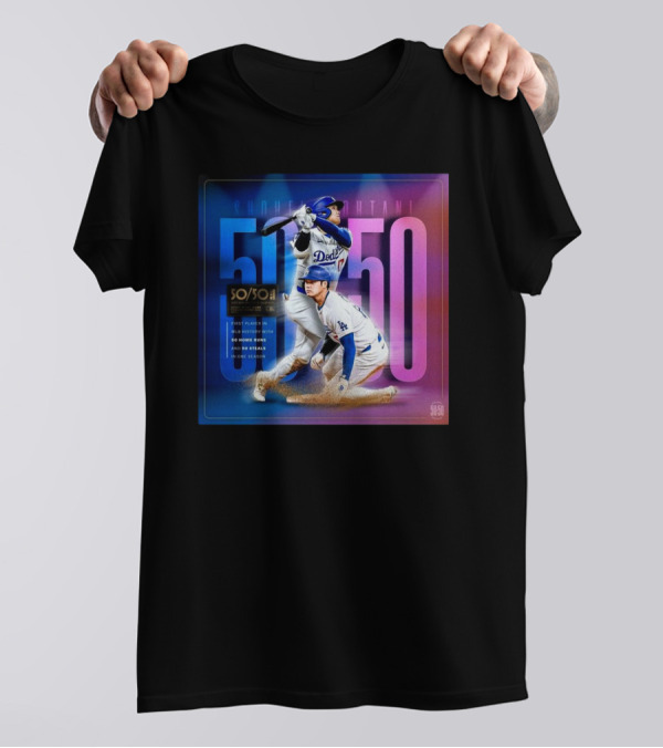 Shohei Ohtani Dodgers MLB 50 Home Runs 50 Stolen Bases Season Milestone T-Shirt