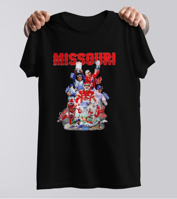 Missouri Chiefs Royals Cardinals Players Signatures T-Shirt