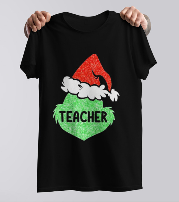 Santa Grinch Hat Teacher Christmas Holiday T-Shirt