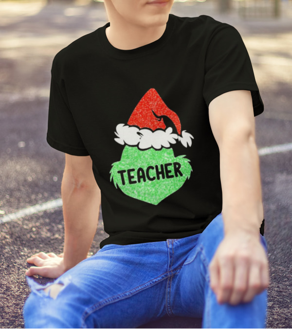 Santa Grinch Hat Teacher Christmas Holiday T-Shirt