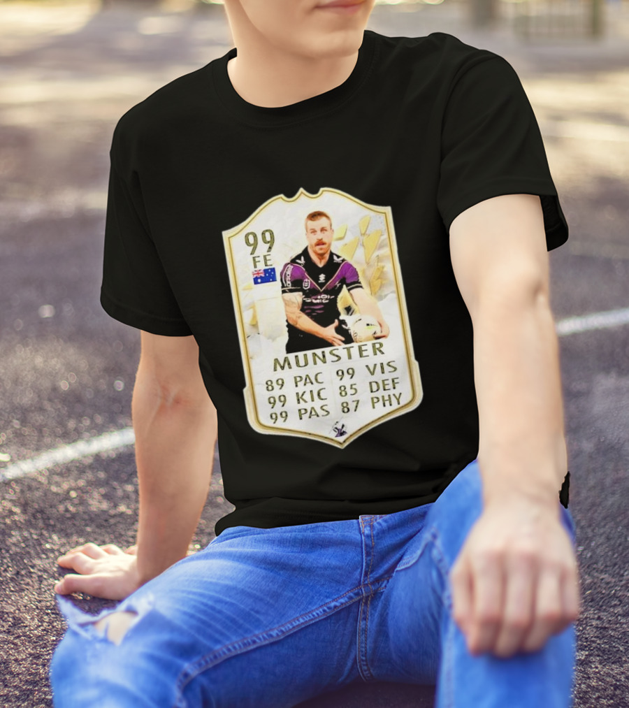 Melbourne Storm Cameron Munster Sports Card PAC VIS KIC DEF PAS PHY T-Shirt