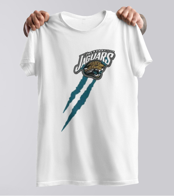 Jacksonville Jaguars Retro Jaguar Head With Bold Blue Scratch Marks T-Shirt