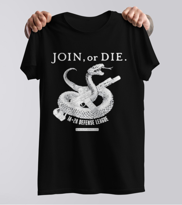 JOIN Or DIE Snake Graphic 1A 2A Defense League RealAlexJones.com T-Shirt