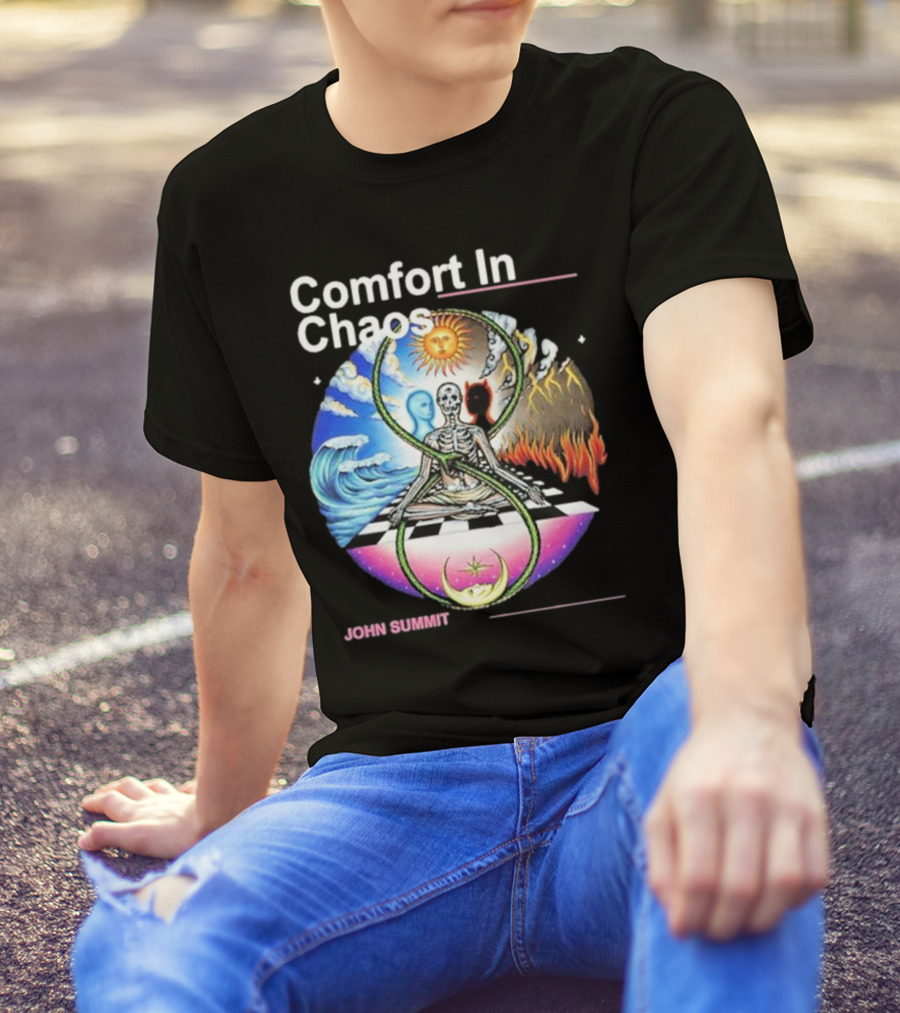 Comfort In Chaos John Summit The Good And The Evil Sun Moon Skeleton T-Shirt