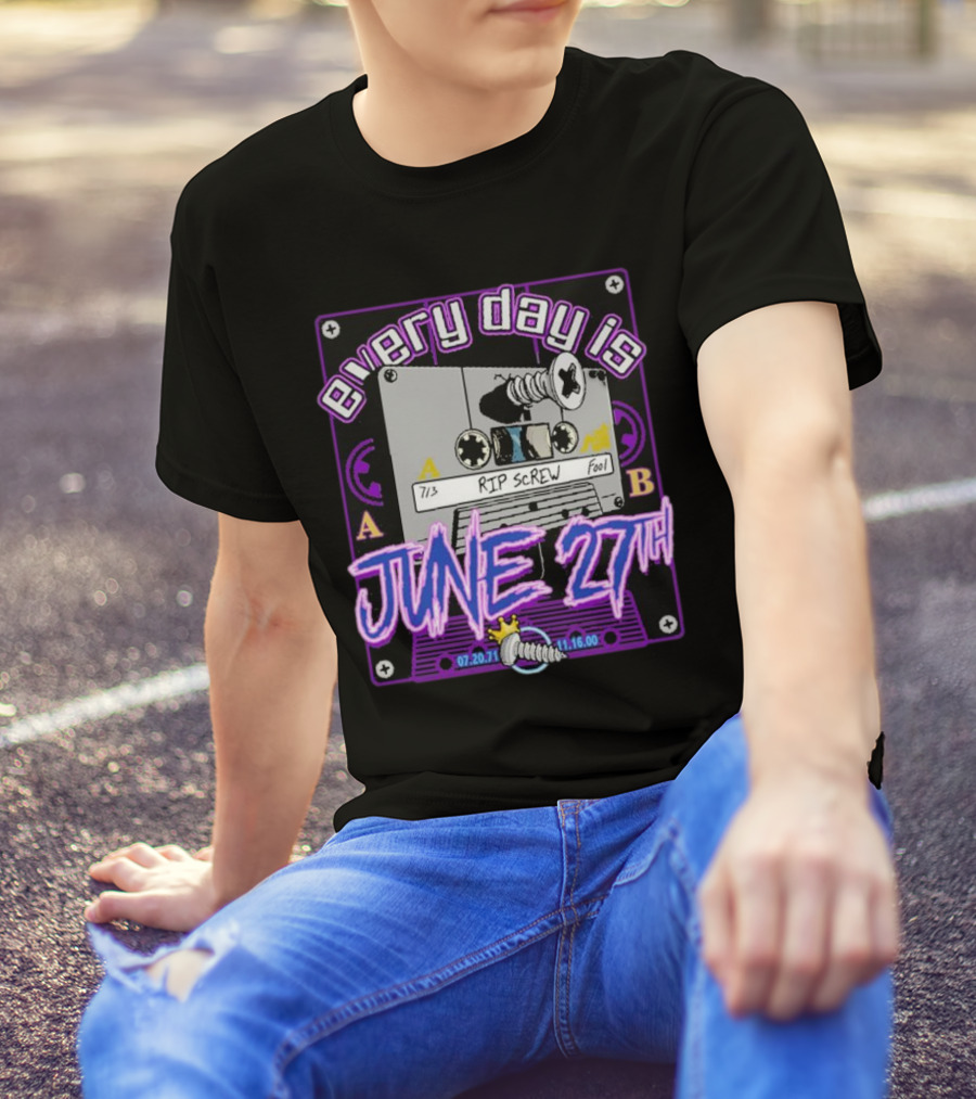 Every Day Is June 27th RIP Screw 07.20.71 11.16.00 Cassette Tape T-Shirt