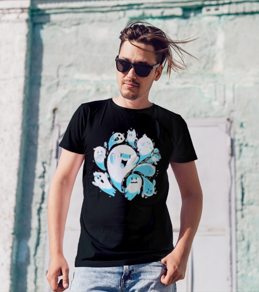 Ghostly Gathering Alexandra Sketch Spooky Blue Spirits T-Shirt